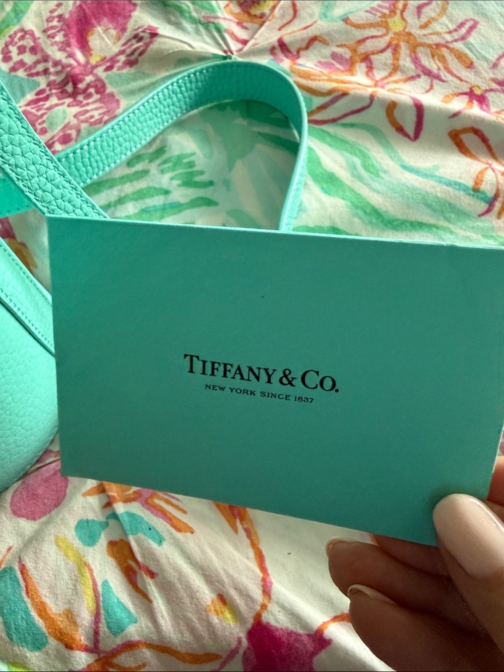 Tiffany & Co. Aqua Pebbled Leather Heart-Top Crossbody Bag - Picture 7 of 8